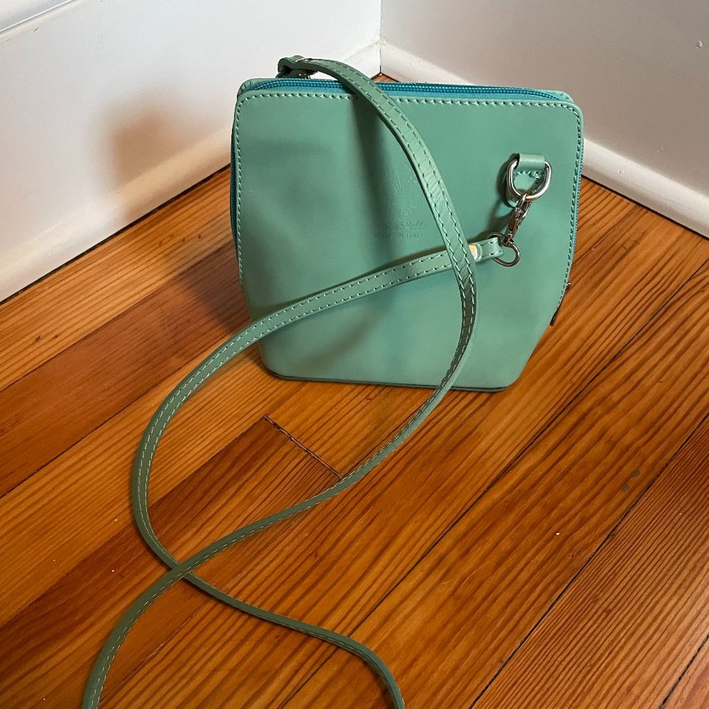 Vera Pelle Italian Leather Cross Body Bag - Teal (Never Used)